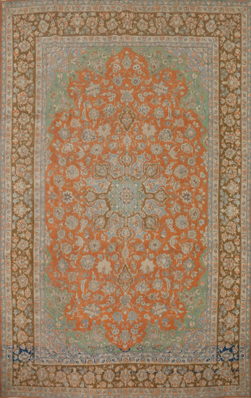 Traditional Orange Najafabad Persian Large Rug 10x14