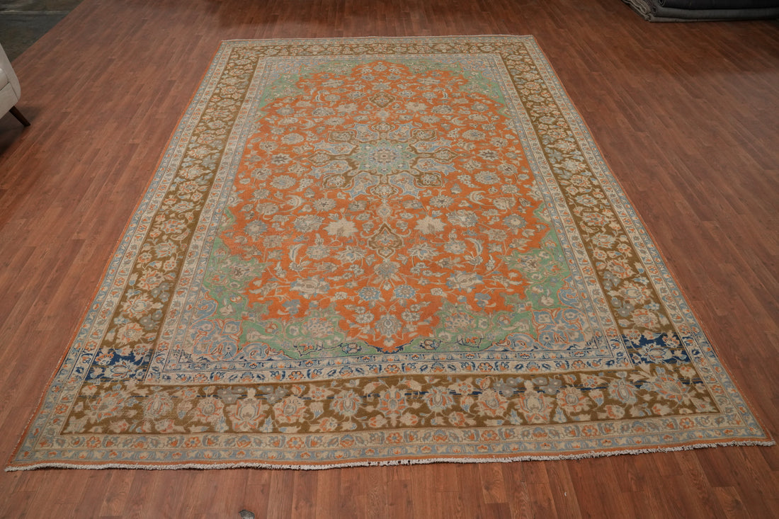 Traditional Orange Najafabad Persian Large Rug 10x14