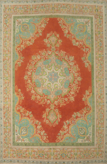 Orange Wool Medallion Tabriz Persian Area Rug 10x13