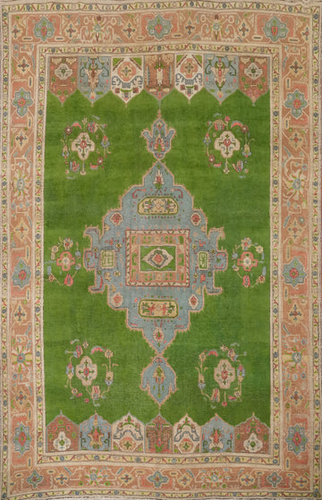 Green Geometric Tabriz Persian Large Rug 10x13