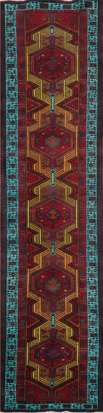 Tribal Geometric Ardebil Persian Runner Rug 3x14
