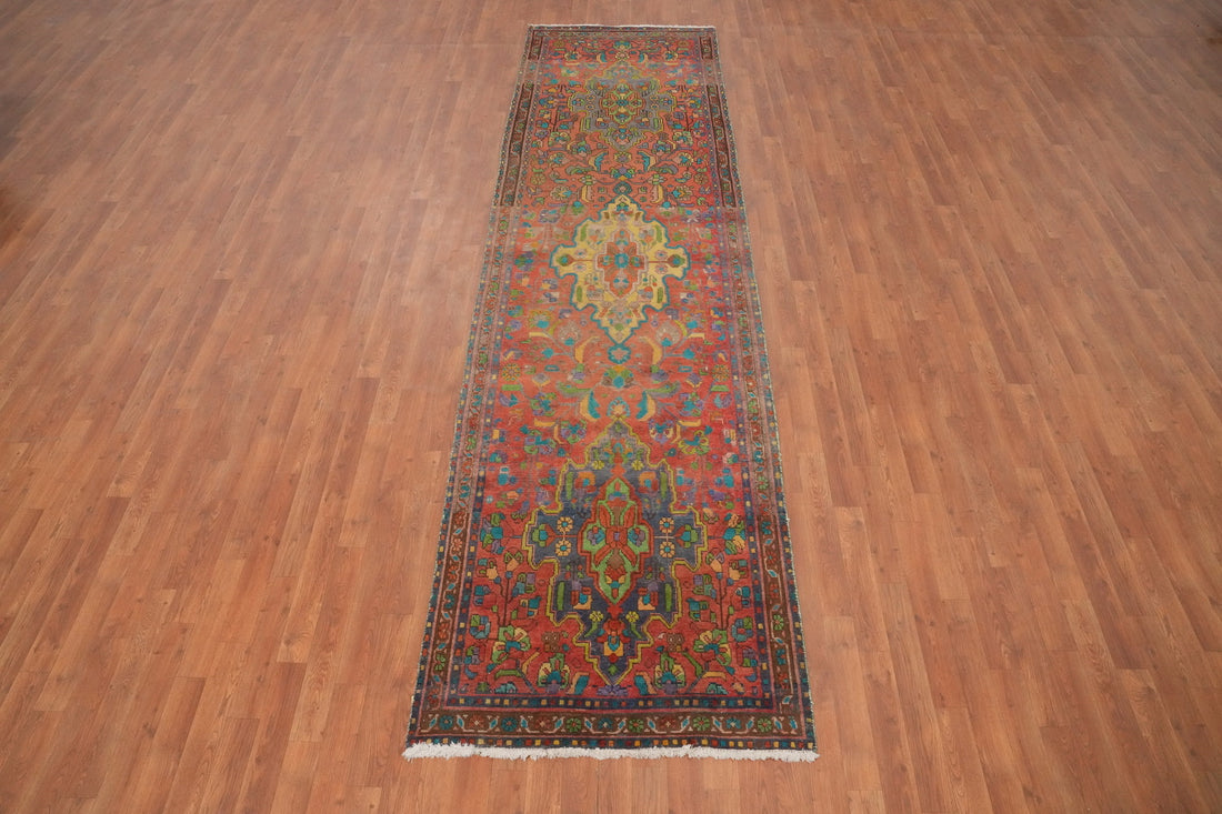 Vintage Wool Heriz Persian Runner Rug 3x12