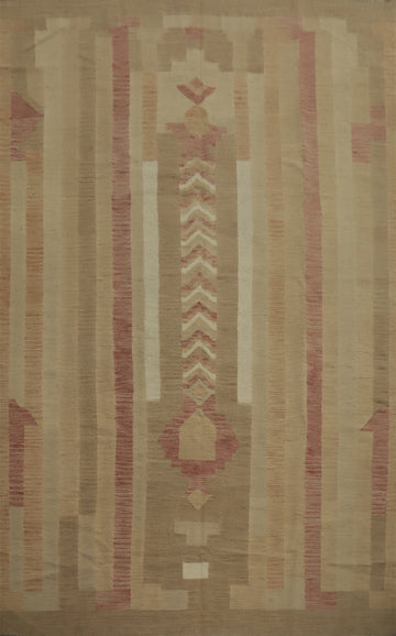 Geometric Kilim Vegetable Dye Area Rug 7x9