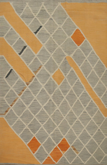 Trellis Wool Kilim Vegetable Dye Rug 5x7