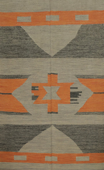 Geometric Kilim Vegetable Dye Rug 5x7