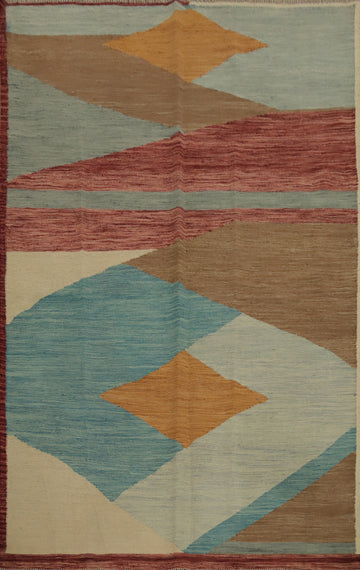Vegetable Dye Kilim Flat Weave Modern Rug 5x7