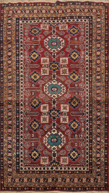 Vintage Geometric Ardebil Persian Rug 4x7