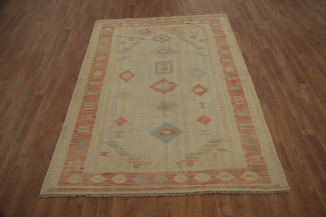 Vegetable Dye Wool Kilim Handwoven Rug 5x7