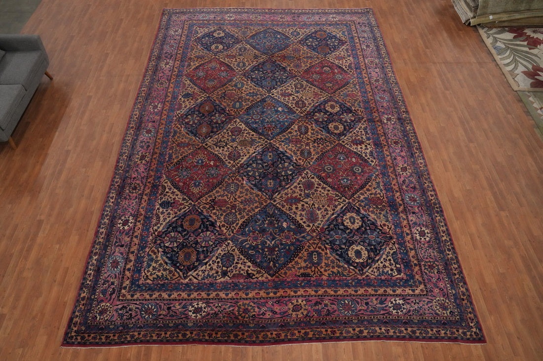Pre-1900 Antique Vegetable Dye Kerman Persian Large Rug 12x18