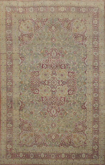Pre-1900 Vegetable Dye Tabriz Haj Jalili Persian Large Rug 11x16