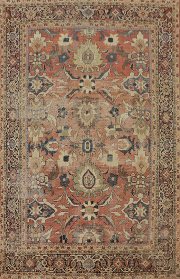 Pre-1900 Vegetable Dye Sultanabad Persian Area Rug 9x13
