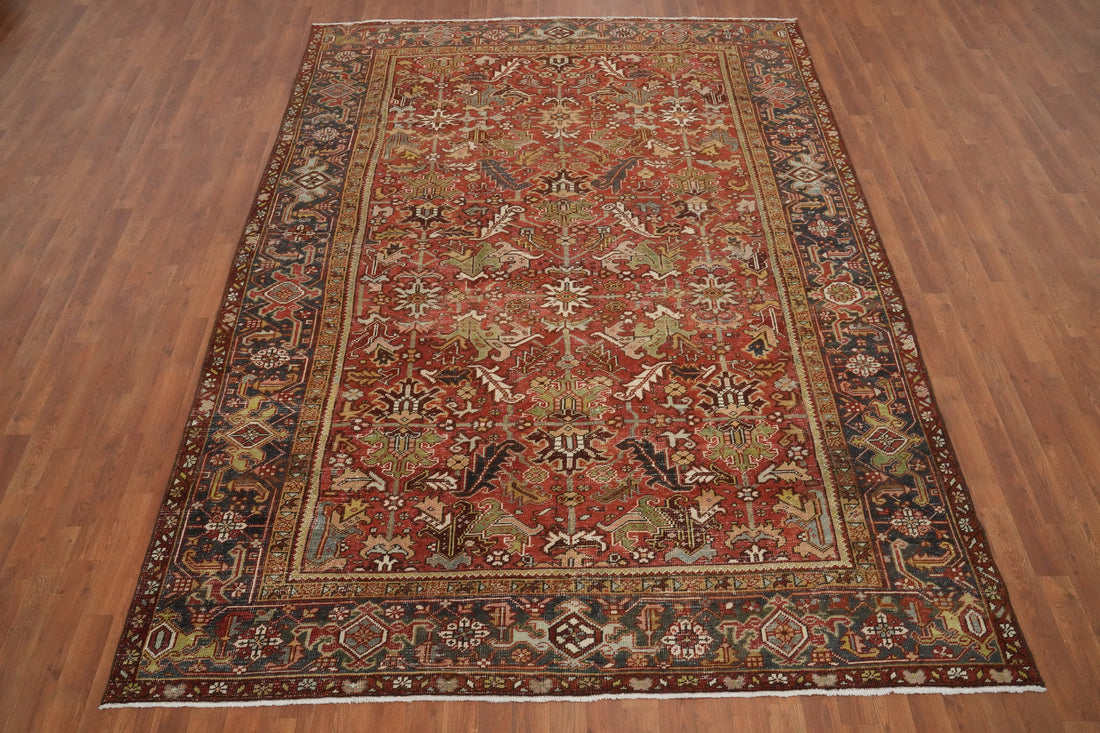 Antique Vegetable Dye Heriz Serapi Persian Area Rug 7x10
