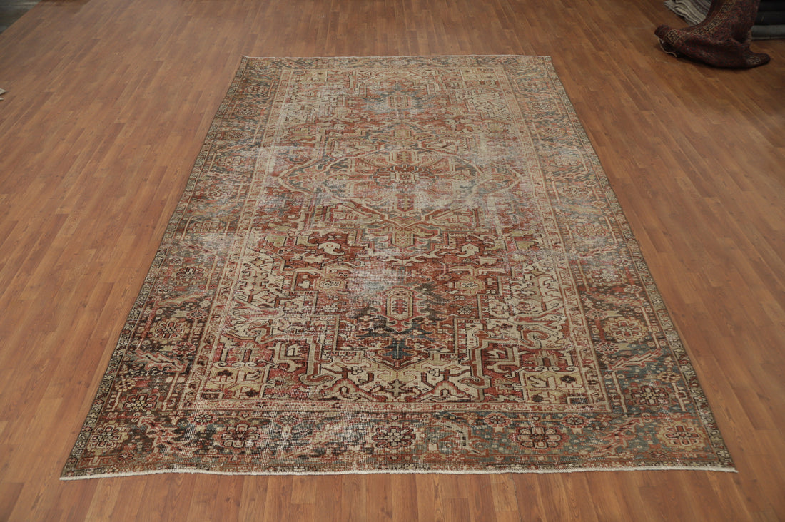 Pre-1900 Vegetable Dye Heriz Serapi Persian Area Rug 8x12