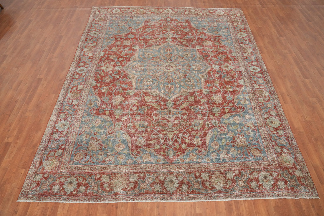 Antique Vegetable Dye Sarouk Persian Area Rug 9x12