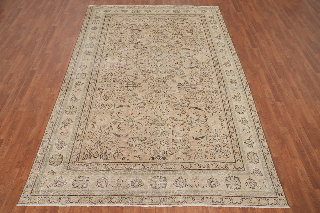 Distressed Wool Tabriz Persian Area Rug 7x11
