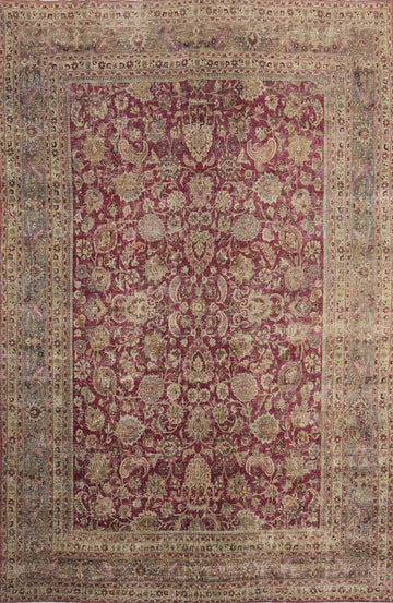 Antique Vegetable Dye Mashad Persian Area Rug 10x13