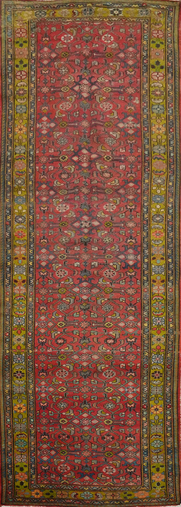 Vintage Wool Hamedan Persian Runner Rug 4x12