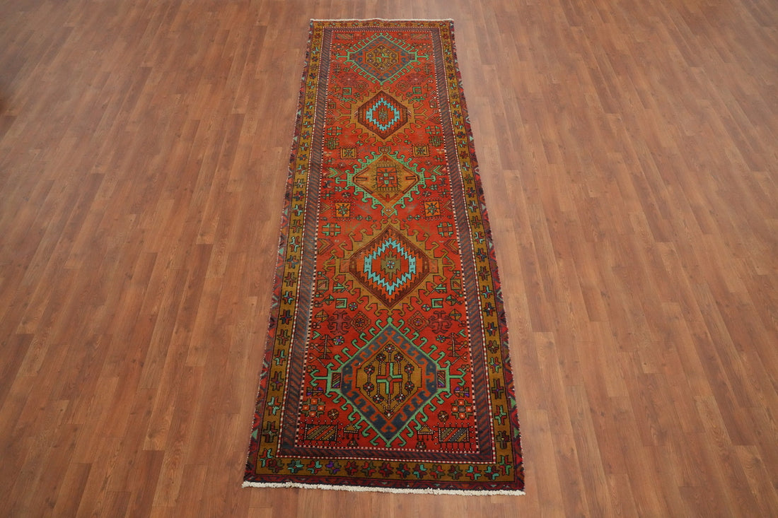 Vintage Wool Heriz Persian Runner Rug 3x10