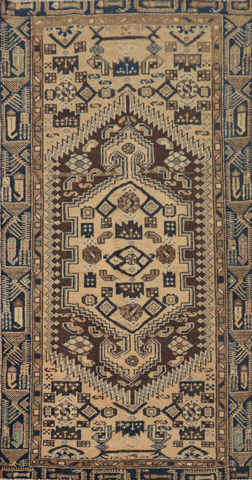 Tribal Geometric Hamedan Persian Rug 3x6
