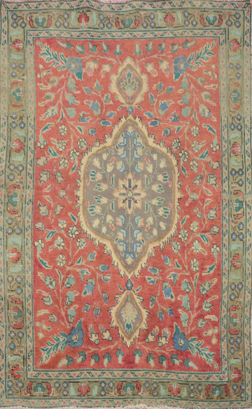 Vintage Wool Floral Tabriz Persian Rug 3x5