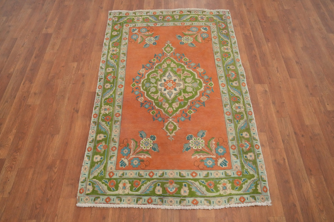 Orange Wool Tabriz Persian Rug 3x5