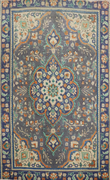 Vintage Floral Wool Tabriz Persian Rug 3x5