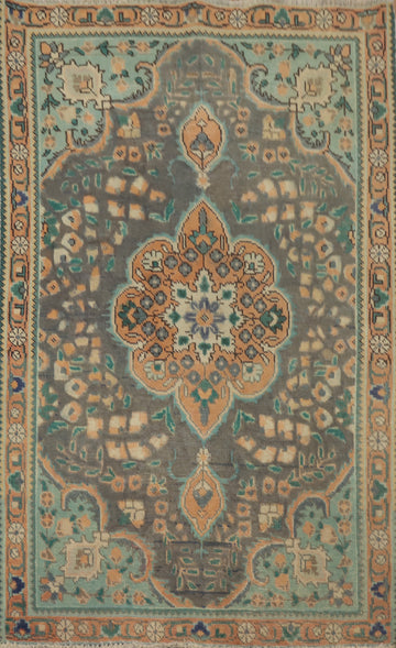 Vintage Wool Floral Tabriz Persian Rug 3x5