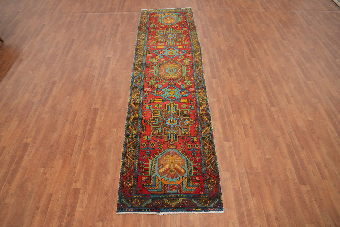 Geometric Wool Tabriz Persian Runner Rug 3x12