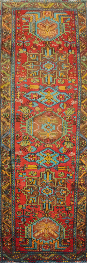 Geometric Wool Tabriz Persian Runner Rug 3x12