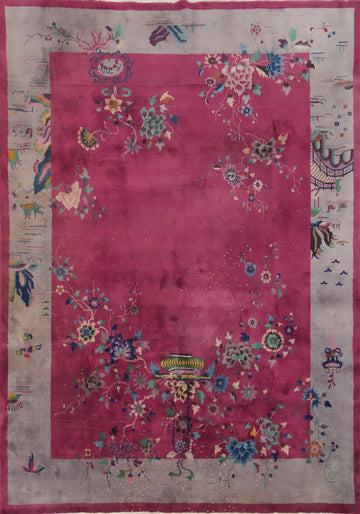 Antique Vegetable Dye Art Deco Nichols Chinese Area Rug 9x11