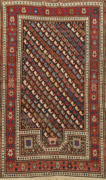 Pre-1900 Antique Kazak Vegetable Dye Rug 3x6