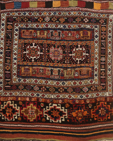 Vegetable Dye Wool & Silk Sumak Persian Rug 3x3