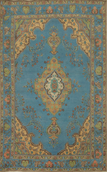 Handmade Blue Tabriz Persian Area Rug 6x9