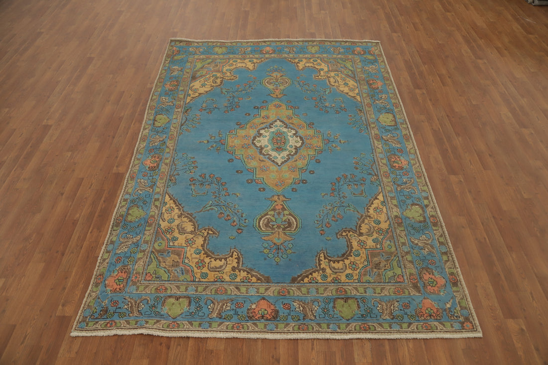 Handmade Blue Tabriz Persian Area Rug 6x9