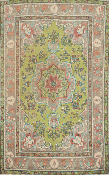 Light Green Wool Tabriz Persian Area Rug 6x10