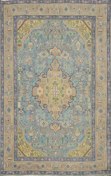 Vintage Wool Tabriz Persian Area Rug 6x9