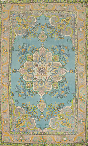 Light Blue Traditional Tabriz Persian Area Rug 7x10