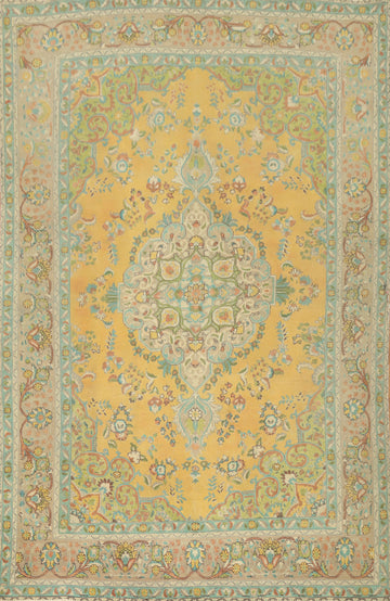 Vintage Wool Floral Tabriz Persian Area Rug 7x10