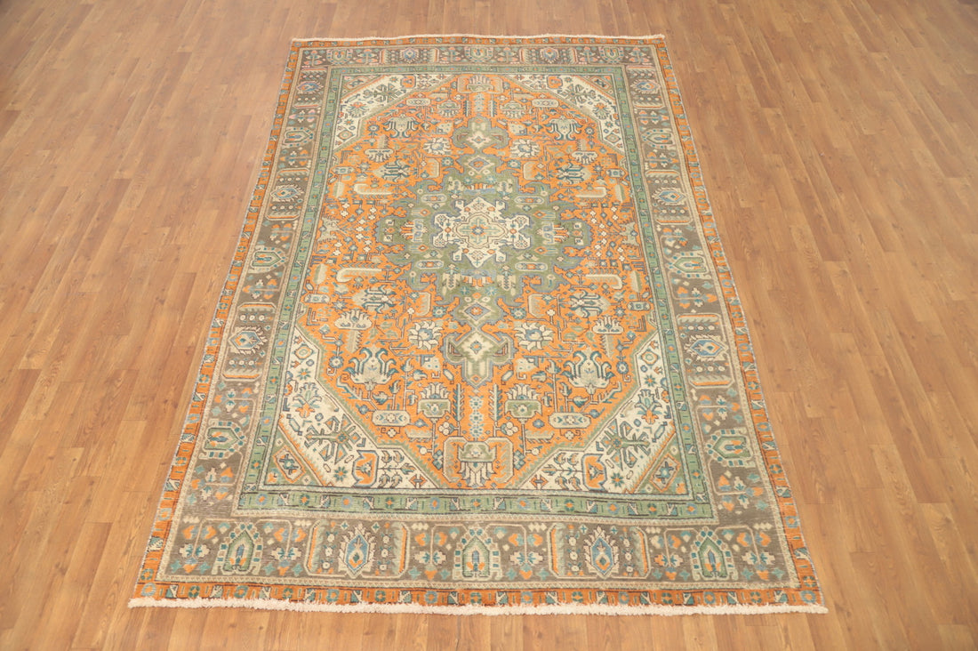 Vintage Wool Tabriz Persian Area Rug 6x9
