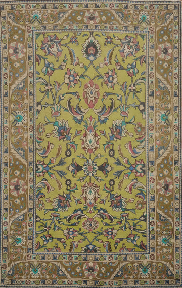 Handmade Green Floral Tabriz Persian Area Rug 6x9