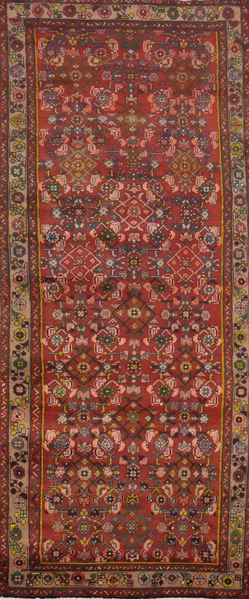 Vintage Wool Hamedan Persian Runner Rug 4x10