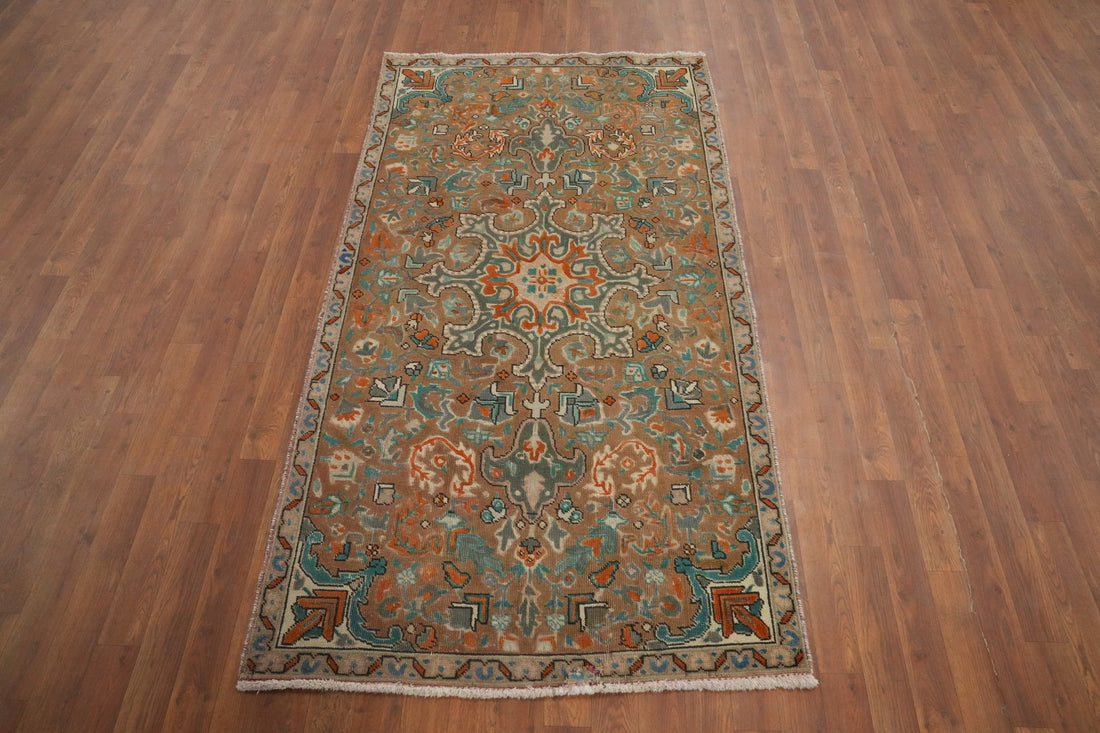 Vintage Wool Medallion Heriz Persian Rug 3x6