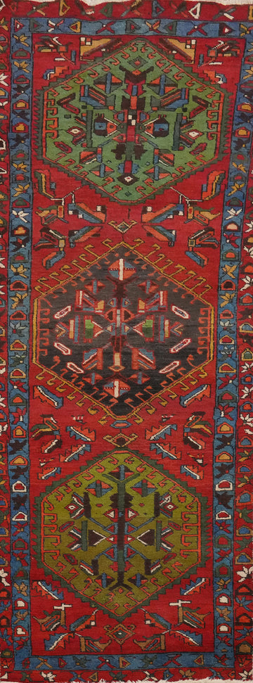 Geometric Heriz Persian Runner Rug 3x10