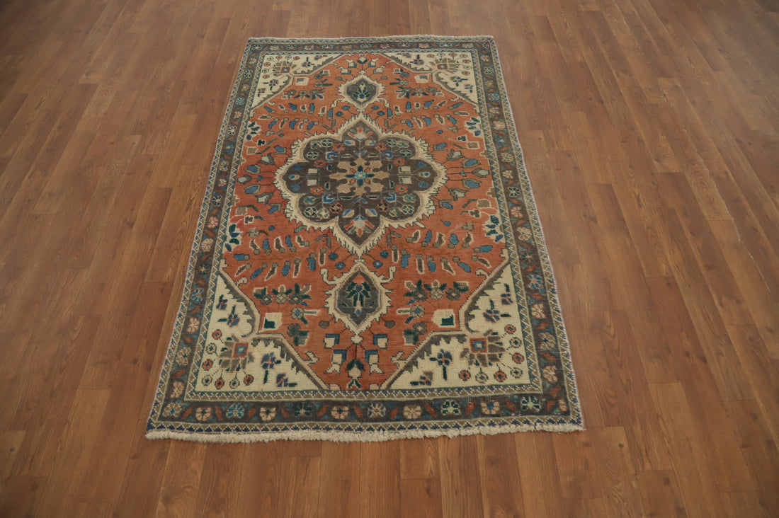 Vintage Wool Medallion Tabriz Persian Rug 3x5