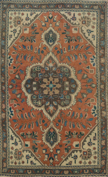 Vintage Wool Medallion Tabriz Persian Rug 3x5