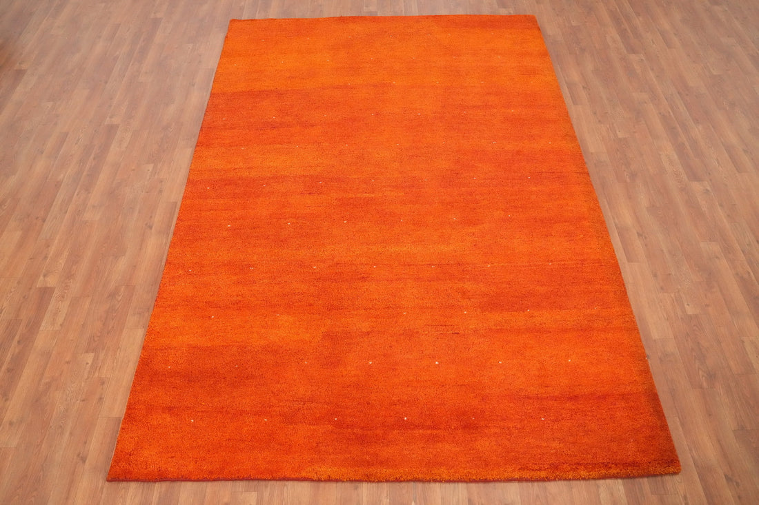 Bold Tangerine Hues Gabbeh Area Rug 6x9 Transforms Any Room Instantly