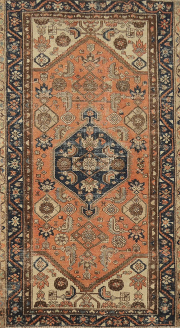Orange Geometric Hamedan Persian Rug 4x6