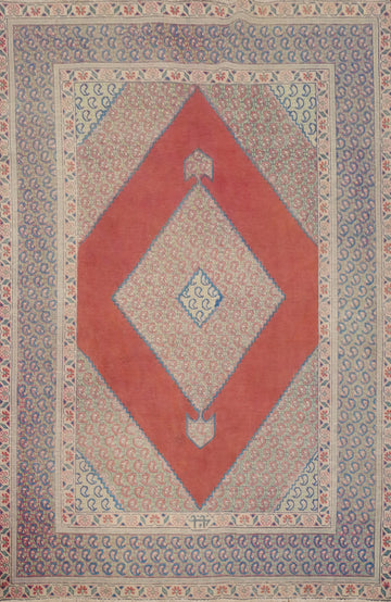 Antique Geometric Wool Tabriz Persian Rug 5x6