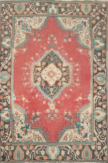 Traditional Pink Wool Tabriz Persian Rug 4x6