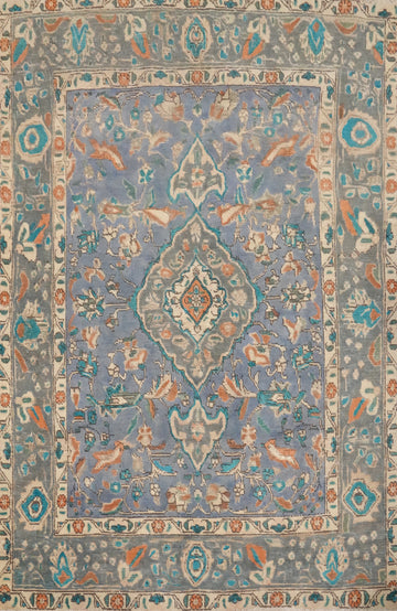 Traditional Blue Floral Tabriz Persian Rug 5x6
